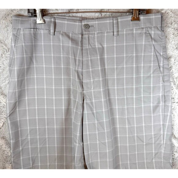 PGA Tour Shorts Men's 36 Gray White Check Bermuda Golf Pockets Lightweight - Picture 4 of 9